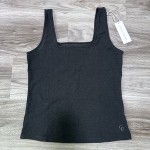 Cozy Earth Bamboo Square Neck Tank, Size Small, Charcoal